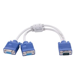 VGA Cable 1 Male to 2 Female VGA Adapter Cable for Desktop/Laptop/Projector/STB with Dual Magnetic Ring