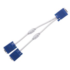 VGA Cable 1 Male to 2 Female VGA Adapter Cable for Desktop/Laptop/Projector/STB with Dual Magnetic Ring