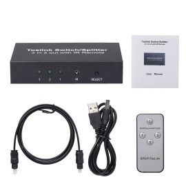 NK-T32 3 In 2 Out Toslink Cable Switch Splitter SPDIF/TOSLINK Optical Audio 3x2 Switcher SPDIF Splitter With IR Remote Control