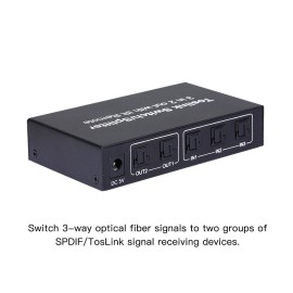 NK-T32 3 In 2 Out Toslink Cable Switch Splitter SPDIF/TOSLINK Optical Audio 3x2 Switcher SPDIF Splitter With IR Remote Control