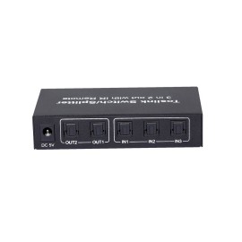 NK-T32 3 In 2 Out Toslink Cable Switch Splitter SPDIF/TOSLINK Optical Audio 3x2 Switcher SPDIF Splitter With IR Remote Control