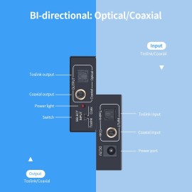 Optical Toslink to Coaxial Adapter BI-directional Digital Audio Switch Converter Wide Compatibility Replacement for TV/DVD Player/PS4
