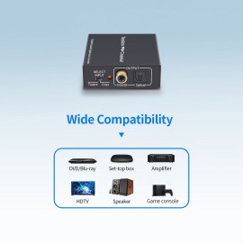 Optical Toslink to Coaxial Adapter BI-directional Digital Audio Switch Converter Wide Compatibility Replacement for TV/DVD Player/PS4