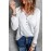 Lace Splicing Button V Neck Long Sleeve Top