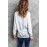 Lace Splicing Button V Neck Long Sleeve Top