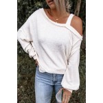 Asymmetric Dew Shoulder Long Sleeve Top