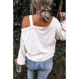 Asymmetric Dew Shoulder Long Sleeve Top