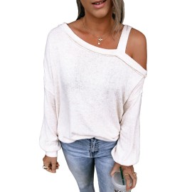 Asymmetric Dew Shoulder Long Sleeve Top