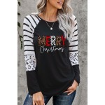 Black Christmas Leopard Stripe Plaid Top