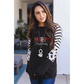 Black Christmas Leopard Stripe Plaid Top