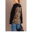 Black Leopard Patch Pocket Long Sleeve Top