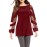Red Long Sleeve Boat Neck Chiffon Blouse