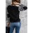 Black Leopard Colorblock Mock Neck Long Sleeve Top