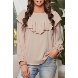 Apricot Ruffle Lantern Long Sleeve Top