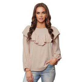 Apricot Ruffle Lantern Long Sleeve Top