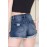 Dark Blue Lace Patches Ripped Denim Shorts