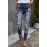 Leopard Patchwork Sunflower Print Distressed High Waist Jeans