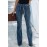 Blue Paper Bag Waist Bell Bottom Jeans