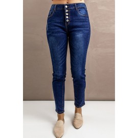 Blue Multiple Buttons Skinny Jeans