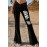 Letter Print Side Split Distressed Flare Jeans
