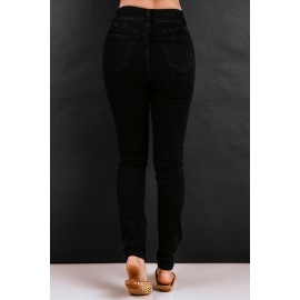 Black Distressed Ripped Slim High Waist Jeans