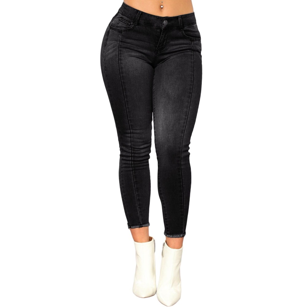 Black Wash Triple Seam Detail Ankle Jeans