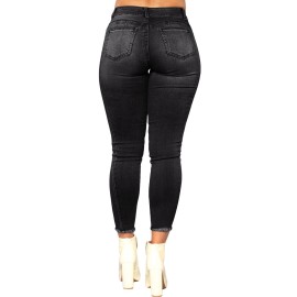 Black Wash Triple Seam Detail Ankle Jeans