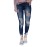 Slate Blue Wash Frayed Hem Distressed Jeans