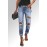 Sky Blue Distressed Straight Leg Jeans