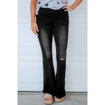 Black Distressed Bell Bottom Denim Pants