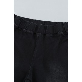 Black Distressed Bell Bottom Denim Pants
