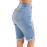 Denim Blue Distressed High Waist Bermuda Shorts