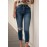 Blue Button Fly High Waist Ripped Skinny Fit Ankle Jeans