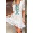 Floral Lace Crochet V Neck High Waist Mini Dress