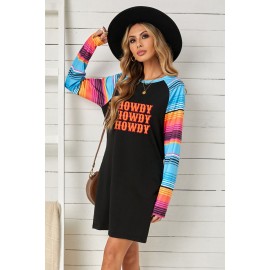 Howdy Western Pattern Print Pocketed Shift Mini Dress