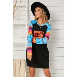 Howdy Western Pattern Print Pocketed Shift Mini Dress