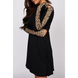 Wild Leopard Long Sleeve Shift Short Dress