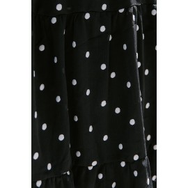 Black Polka Dot Tiered Swing Mini Dress