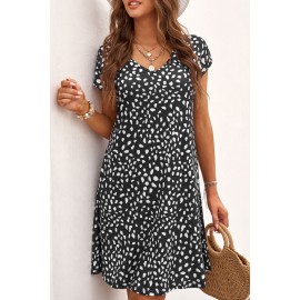 Black Cheetah Print Pocketed Mini Dress