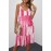 Red Tie-dye Tiered Ruffled Flowy Slip Dress