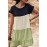 Green Loose Fit Ruffled Color Block Dress