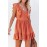 Orange V Neck Ruffles Open Back A-line Mini Dress