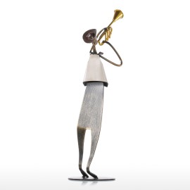 Cowboy Band / Trumpet Music Trumpet Playing Metal Iron Sculpture Handmade Baking Paint Technology
