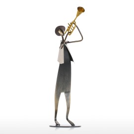 Cowboy Band / Trumpet Music Trumpet Playing Metal Iron Sculpture Handmade Baking Paint Technology