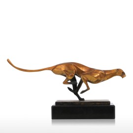 Leopard Bronze Sculpture Modern Art Craft Home Desk Decor Wildlife Leopard Statue Copper Office Ornament