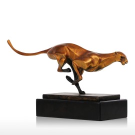 Leopard Bronze Sculpture Modern Art Craft Home Desk Decor Wildlife Leopard Statue Copper Office Ornament