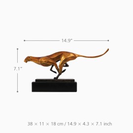 Leopard Bronze Sculpture Modern Art Craft Home Desk Decor Wildlife Leopard Statue Copper Office Ornament