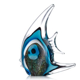 Blue Stripe Tropical Fish Tooarts Glass Sculpture Home Decoration Glass Fish