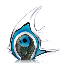 Blue Stripe Tropical Fish Tooarts Glass Sculpture Home Decoration Glass Fish