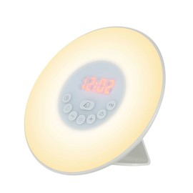 Wake Up Light Alarm Clock Sunrise/Sunset Simulation Digital Clock with FM Radio 7 Colors Light Nature Sounds Snooze Function Touch Control